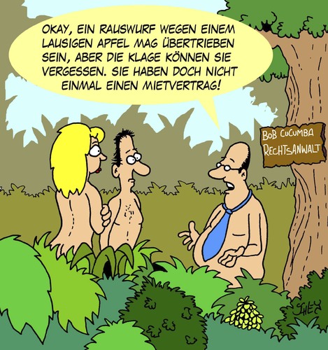 Cartoon: Rauswurf (medium) by Karsten Schley tagged religion,adam,und,eva,paradies,recht,rechtsanwälte,mieter,mietrechtsschutz,rechtschutz,rechtschutzversicherung,versicherungen,religion,adam,und,eva,paradies,recht,rechtsanwälte,mieter,mietrechtsschutz,rechtschutz,rechtschutzversicherung,versicherungen