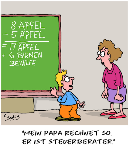 Cartoon: Rechnen (medium) by Karsten Schley tagged schule,steuern,bildung,steuerberater,steuerschlupflöcher,politik,wirtschaft,business,lehrer,schüler,gesellschaft,schule,steuern,bildung,steuerberater,steuerschlupflöcher,politik,wirtschaft,business,lehrer,schüler,gesellschaft