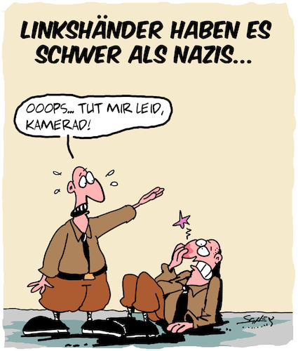 Cartoon: Rechts und links... (medium) by Karsten Schley tagged rechtsextremismus,neonazis,bildung,bildungsferne,geschichte,gesellschaft,politik,europa,deutschland,rechtsextremismus,neonazis,bildung,bildungsferne,geschichte,gesellschaft,politik,europa,deutschland