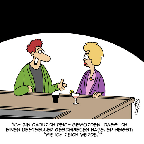 Cartoon: Reichtum (medium) by Karsten Schley tagged literatur,bücher,autoren,schreiben,business,wirtschaft,verkäufe,marketing,bestseller,geld,reichtum,literatur,bücher,autoren,schreiben,business,wirtschaft,verkäufe,marketing,bestseller,geld,reichtum