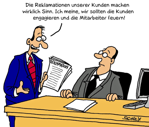 Cartoon: Reklamationen (medium) by Karsten Schley tagged kunden,kundenservice,reklamationen,arbeit,arbeitgeber,arbeitnehmer,arbeitsqualität,umsatz,einstellungen,entlassungen,kunden,kundenservice,reklamationen,arbeit,arbeitgeber,arbeitnehmer,arbeitsqualität