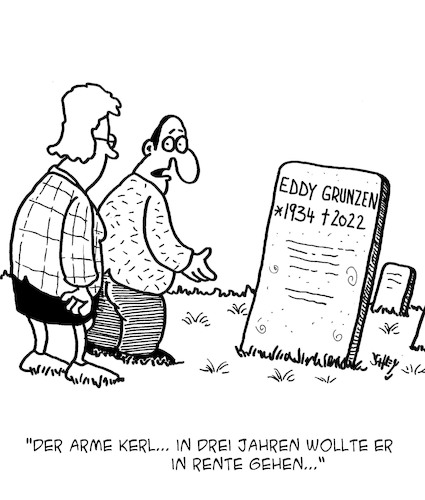 Cartoon: Rentenalter (medium) by Karsten Schley tagged rente,pension,rentenalter,politik,soziales,einkommen,lebensarbeitszeit,lebensqualität,wirtschaft,gesellschaft,rente,pension,rentenalter,politik,soziales,einkommen,lebensarbeitszeit,lebensqualität,wirtschaft,gesellschaft