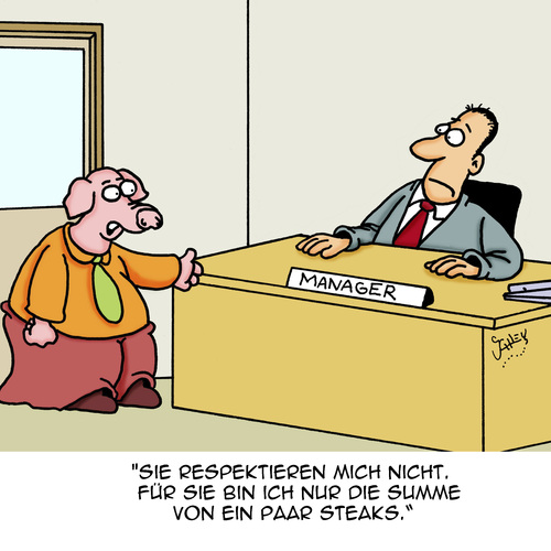 Cartoon: Respekt! (medium) by Karsten Schley tagged wirtschaft,arbeit,arbeitgeber,arbeitnehmer,respekt,wertschätzung,büro,manager,tiere,schweine,ernährung,wirtschaft,arbeit,arbeitgeber,arbeitnehmer,respekt,wertschätzung,büro,manager,tiere,schweine,ernährung