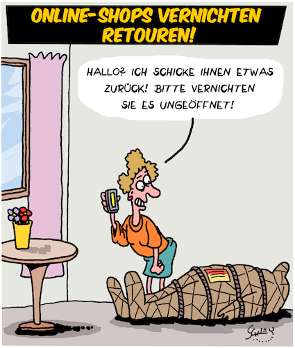 Cartoon: Retouren (medium) by Karsten Schley tagged internet,onlineshopping,wirtschaft,transport,pakete,service,business,resourcen,internet,onlineshopping,wirtschaft,transport,pakete,service,business,resourcen
