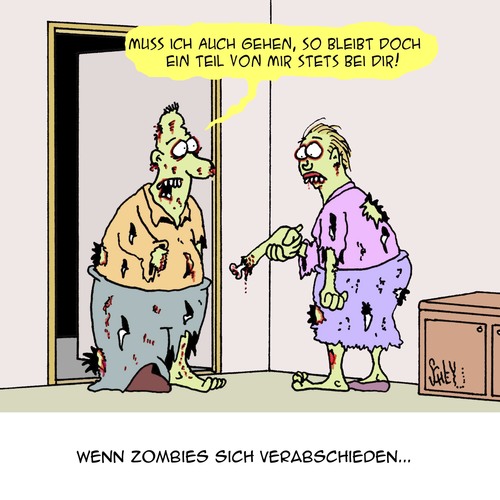Cartoon: Romantisch (medium) by Karsten Schley tagged abschied,liebe,männer,frauen,romantik,beziehungen,zombies,abschied,liebe,männer,frauen,romantik,beziehungen,zombies