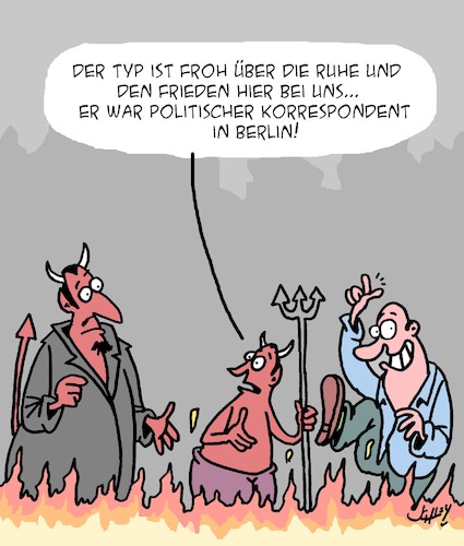 Cartoon: Ruhe und Frieden (medium) by Karsten Schley tagged medien,hölle,journalismus,regierung,politik,tod,teufel,fegefeuer,ruhe,frieden,karriere,gesellschaft,medien,hölle,journalismus,regierung,politik,tod,teufel,fegefeuer,ruhe,frieden,karriere,gesellschaft