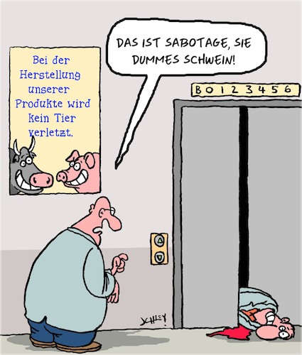 Cartoon: Sabotage! (medium) by Karsten Schley tagged arbeitssicherheit,produktion,industrie,tierschutz,technik,business,marketing,wirtschaft,gesundheit,arbeitssicherheit,produktion,industrie,tierschutz,technik,business,marketing,wirtschaft,gesundheit