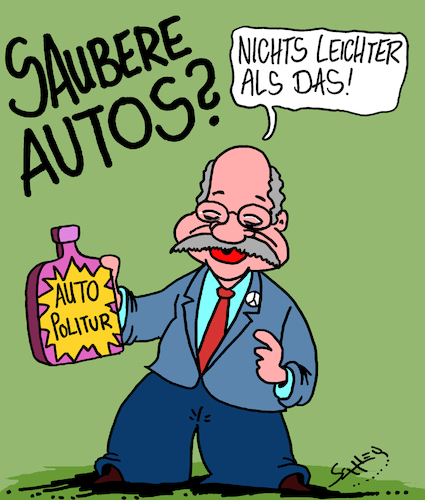 Cartoon: Sauber! (medium) by Karsten Schley tagged autoskandal,wirtschaftsverbrechen,kartelle,mafia,kriminalität,industrie,politik,begünstigung,bananenrepublik,demokratie,kapitalismus,gesellschaft,deutschland,europa,autoskandal,wirtschaftsverbrechen,kartelle,mafia,kriminalität,industrie,politik,begünstigung,bananenrepublik,demokratie,kapitalismus,gesellschaft,deutschland,europa