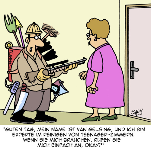 Cartoon: Sauberkeit (medium) by Karsten Schley tagged familien,eltern,mütter,kinder,jugend,teenager,sauberkeit,aufräumen,experten,familien,eltern,mütter,kinder,jugend,teenager,sauberkeit,aufräumen,experten