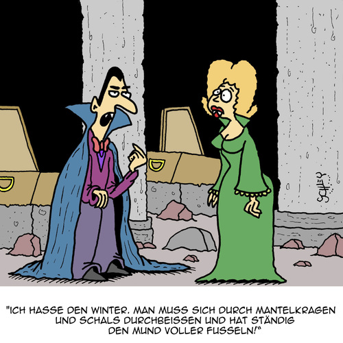 Cartoon: Sch... Winter!!! (medium) by Karsten Schley tagged winter,jahreszeiten,klima,temperaturen,winterkleidung,ernährung,natur,vampire,winter,jahreszeiten,klima,temperaturen,winterkleidung,ernährung,natur,vampire