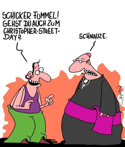 Cartoon: Schick! (medium) by Karsten Schley tagged csd,homosexualität,kirche,religion,gesellschaft,deutschland,europa,kultur,mode,csd,homosexualität,kirche,religion,gesellschaft,deutschland,europa,kultur,mode