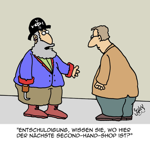 Cartoon: Second Hand Shop (medium) by Karsten Schley tagged second,hand,shops,piraten,behinderungen,gesundheit,jobs,tourismus,reisen,second,hand,shops,piraten,behinderungen,gesundheit,jobs,tourismus,reisen