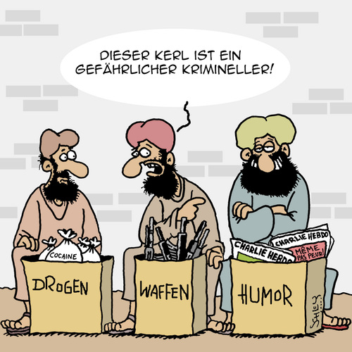 Cartoon: SEHR gefährlich!! (medium) by Karsten Schley tagged kriminalität,religion,jihad,waffen,drogen,humor,extremismus,terrorismus,wirtschaft,pressefreiheit,kriminalität,religion,jihad,waffen,drogen,humor,extremismus,terrorismus,wirtschaft,pressefreiheit