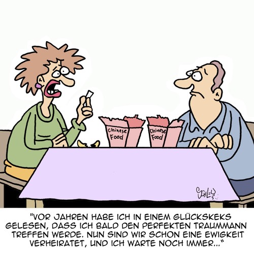 Cartoon: So ein Glück! (medium) by Karsten Schley tagged beziehungen,fastfood,essen,ernährung,männer,frauen,ehe,liebe,liebe,ehe,frauen,männer,ernährung,essen,fastfood,beziehungen