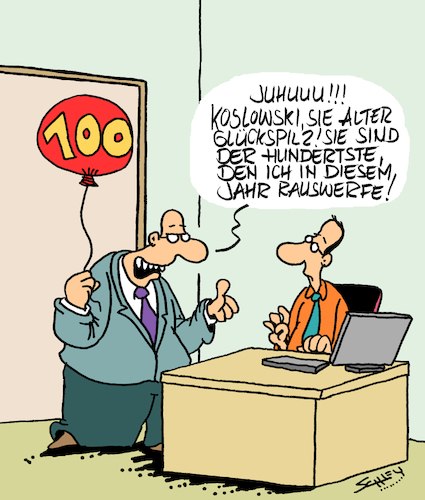 Cartoon: So ein Glückspilz! (medium) by Karsten Schley tagged arbeitgeber,arbeitnehmer,büro,industrie,arbeitsplatzabbau,entlassungen,soziales,kapitalismus,gesellschaft,business,wirtschaft,arbeitgeber,arbeitnehmer,büro,industrie,arbeitsplatzabbau,entlassungen,soziales,kapitalismus,gesellschaft,business,wirtschaft