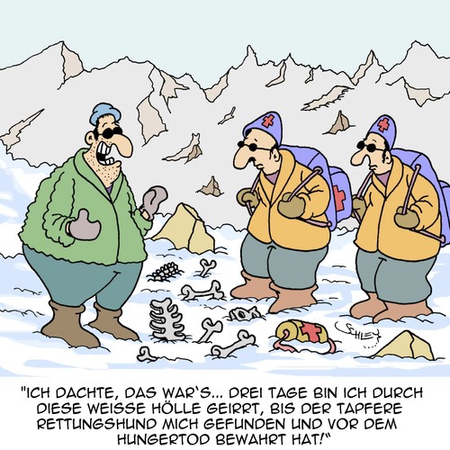 Cartoon: So ein guter Hund!! (medium) by Karsten Schley tagged urlaub,wandern,wintersport,berge,schnee,risikosport,rettung,bergwacht,rettungshunde,tourismus,urlaub,wandern,wintersport,berge,schnee,risikosport,rettung,bergwacht,rettungshunde,tourismus