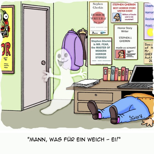 Cartoon: So ein WEICH - EI!! (medium) by Karsten Schley tagged literatur,medien,schriftsteller,bücher,leser,bestseller,verlage,kultur,gesellschaft,horror,literatur,medien,schriftsteller,bücher,leser,bestseller,verlage,kultur,gesellschaft,horror