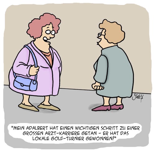 Cartoon: SO starten Karrieren! (medium) by Karsten Schley tagged ärzte,bildung,karriere,doktoren,medizin,mütter,gol,sport,söhne,ärzte,medizin,doktoren,karriere,bildung,sport,gol,mütter,söhne