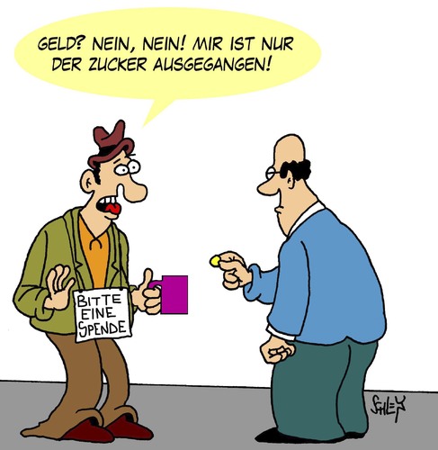 Cartoon: Spende (medium) by Karsten Schley tagged essen,ernährung,zucker,armut,spenden,gesellschaft,essen,ernährung,zucker,armut,spenden,gesellschaft