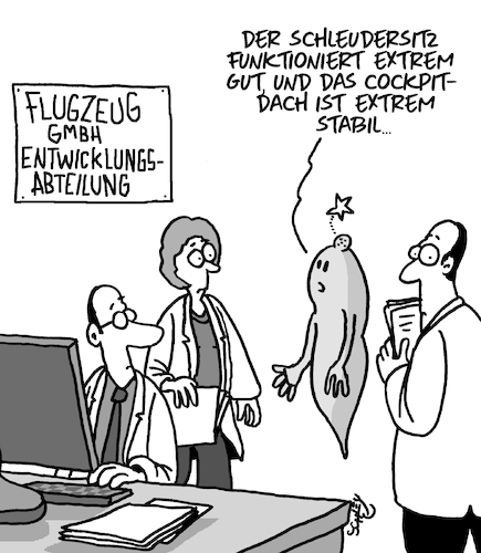 Cartoon: Stabil (medium) by Karsten Schley tagged flugzeuge,technik,entwicklung,forschung,wissenschaft,transport,stabilität,produktqualität,wirtschaft,flugzeuge,technik,entwicklung,forschung,wissenschaft,transport,stabilität,produktqualität,wirtschaft