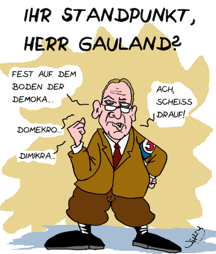 Cartoon: Standpunkt (medium) by Karsten Schley tagged gauland,afd,neonazis,faschismus,wahlen,rassismus,demokratie,bildung,gesellschaft,deutschland,gauland,afd,neonazis,faschismus,wahlen,rassismus,demokratie,bildung,gesellschaft,deutschland