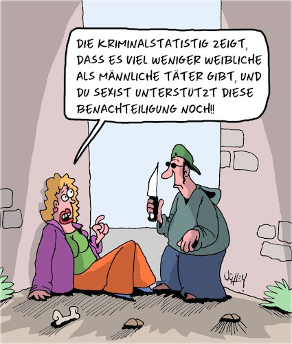 Cartoon: Stoppt Diskriminierung! (medium) by Karsten Schley tagged diskriminierung,männer,frauen,kriminalität,statistiken,benachteiligung,gesellschaft,deutschland,diskriminierung,männer,frauen,kriminalität,statistiken,benachteiligung,gesellschaft,deutschland