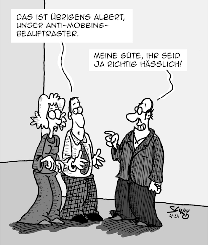Cartoon: Stoppt Mobbing!! (medium) by Karsten Schley tagged wirtschaft,mobbing,arbeit,jobs,büro,mobbingbeauftragte,arbeitgeber,arbeitnehmer,gesundheit,gesellschaft,wirtschaft,mobbing,arbeit,jobs,büro,mobbingbeauftragte,arbeitgeber,arbeitnehmer,gesundheit,gesellschaft