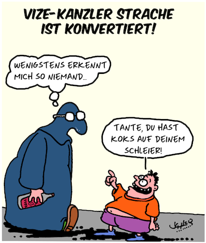 Cartoon: Strache konvertiert!! (medium) by Karsten Schley tagged österreich,strache,neonazis,fpö,politik,drogen,alkohol,russland,oligarchen,medien,presse,demokratie,ibiza,österreich,strache,neonazis,fpö,politik,drogen,alkohol,russland,oligarchen,medien,presse,demokratie,ibiza