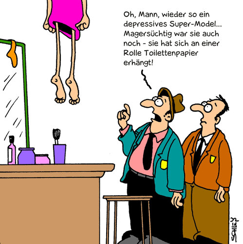 Cartoon: Super-Model (medium) by Karsten Schley tagged gesellschaft,unterhaltung,medien,fernsehen,entertainment,gesellschaft,unterhaltung,medien,fernsehen,entertainment,depressionen,magersüchtig,model,beauty,job,arbeit,beruf,karriere,druck,fashion,selbstmord,suizid,mode