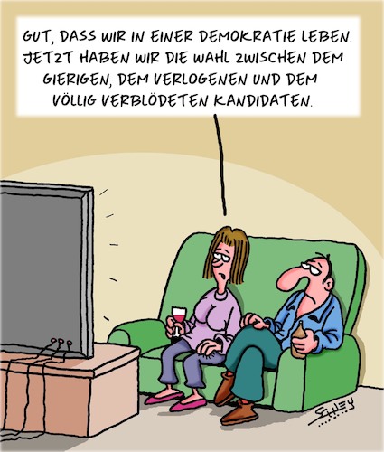 Cartoon: Super Auswahl (medium) by Karsten Schley tagged wahlen,parteien,kandidaten,demokratie,politik,wähler,gesellschaft,wahlen,parteien,kandidaten,demokratie,politik,wähler,gesellschaft