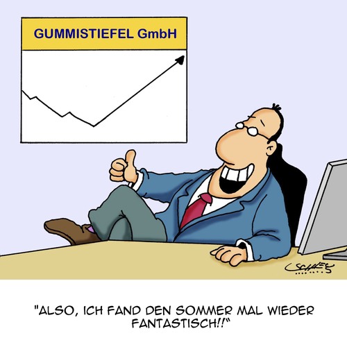 Cartoon: SUPER Sommer (medium) by Karsten Schley tagged sommer,wetter,klima,business,wirtschaft,umsatz,verkaufen,marketing,temperaturen,regen,sommer,wetter,klima,business,wirtschaft,umsatz,verkaufen,marketing,temperaturen,regen