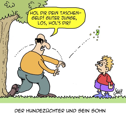 Cartoon: Taschengeld (medium) by Karsten Schley tagged jugend,kinder,taschengeld,familien,gesellschaft,eltern,geld,tiere,hunde,jugend,kinder,taschengeld,familien,gesellschaft,eltern,geld,tiere,hunde