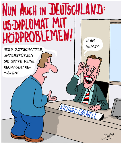 Cartoon: Taube Diplomaten (medium) by Karsten Schley tagged gesundheit,diplomaten,usa,china,europa,deutschland,eu,politik,grenell,manieren,gesundheit,diplomaten,usa,china,europa,deutschland,eu,politik,grenell,manieren