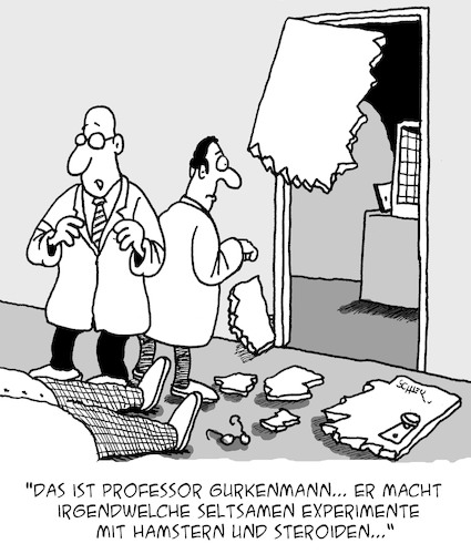 Cartoon: Tierversuche (medium) by Karsten Schley tagged tierversuche,genetik,akademiker,wissenschaft,ethik,wissenschaftler,medizin,budgets,pharma,bodybuilding,doping,tierversuche,genetik,akademiker,wissenschaft,ethik,wissenschaftler,medizin,budgets,pharma,bodybuilding,doping