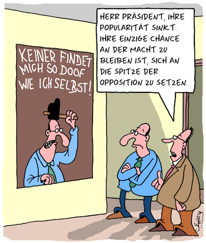 Cartoon: Trend (medium) by Karsten Schley tagged politik,politiker,trends,popularität,opposition,macht,präsidentschaft,strategie,machterhalt,demokratie,gesellschaft,politik,politiker,trends,popularität,opposition,macht,präsidentschaft,strategie,machterhalt,demokratie,gesellschaft