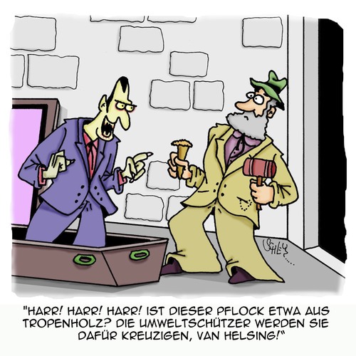 Cartoon: TROPENHOLZ (medium) by Karsten Schley tagged umwelt,umweltschutz,vampire,horror,literatur,kultur,filme,kino,unterhaltung,umwelt,umweltschutz,vampire,horror,literatur,kultur,filme,kino,unterhaltung