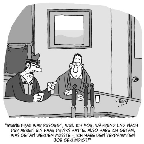 Cartoon: Tun was getan werden muß (medium) by Karsten Schley tagged gastronomie,pubs,kneipen,bars,arbeitnehmer,arbeitgeber,arbeitslosigkeit,arbeit,jobs,alkohol,trinken,ehe,frauen,männer,männer,frauen,ehe,trinken,alkohol,jobs,arbeit,arbeitslosigkeit,arbeitgeber,arbeitnehmer,bars,kneipen,pubs,gastronomie