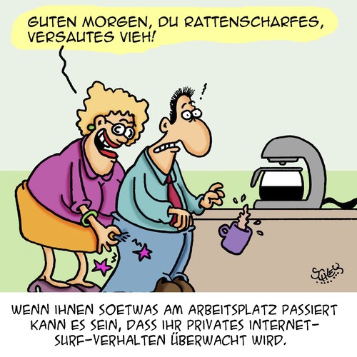 Cartoon: Überwachung!! (medium) by Karsten Schley tagged computer,business,wirtschaft,industrie,arbeitsplätze,arbeitgeber,arbeitnehmer,überwachung,websurfen,technik,computer,business,wirtschaft,industrie,arbeitsplätze,arbeitgeber,arbeitnehmer,überwachung,websurfen,sex,technik