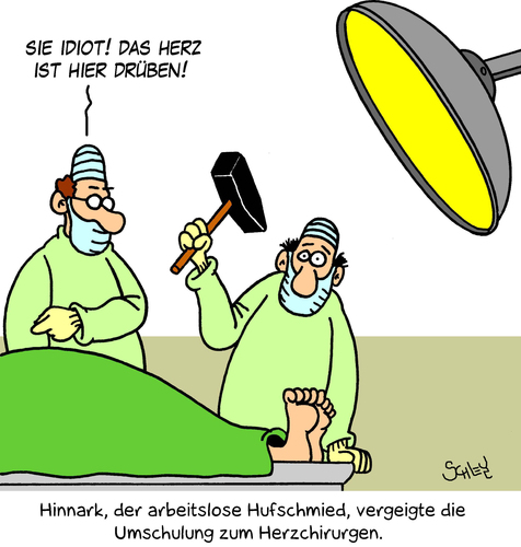 Cartoon: Umschulung (medium) by Karsten Schley tagged wirtschaft,business,bildung,arbeit,arbeitslosigkeit,umschulung,gesundheit,wirtschaft,business,bildung,arbeit,arbeitslosigkeit,umschulung,gesundheit