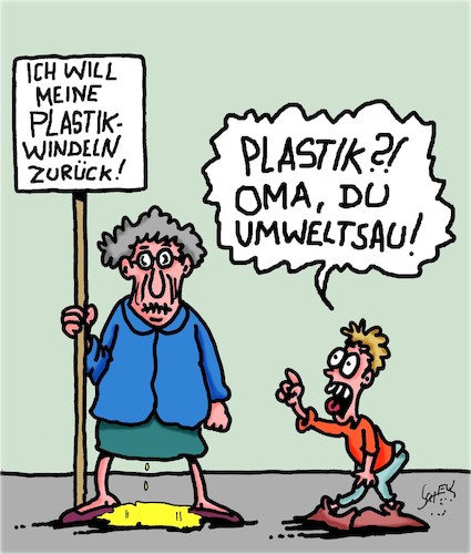 Cartoon: Umweltsau! (medium) by Karsten Schley tagged alter,umwelt,satire,meinungsfreiheit,bigotterie,empörung,plastik,klima,senioren,jugend,alter,umwelt,satire,meinungsfreiheit,bigotterie,empörung,plastik,klima,senioren,jugend