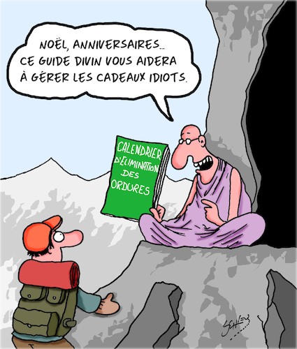 Cartoon: Un Homme Sage (medium) by Karsten Schley tagged conseils,sagesse,cadeaux,dechets,environnement,noel,anniversaires,conseils,sagesse,cadeaux,dechets,environnement,noel,anniversaires