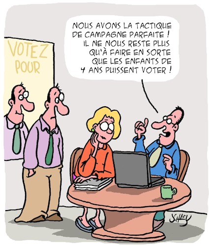 Cartoon: Une tactique parfaite (medium) by Karsten Schley tagged campagne,electorale,politique,democratie,candidats,partis,electeurs,campagne,electorale,politique,democratie,candidats,partis,electeurs