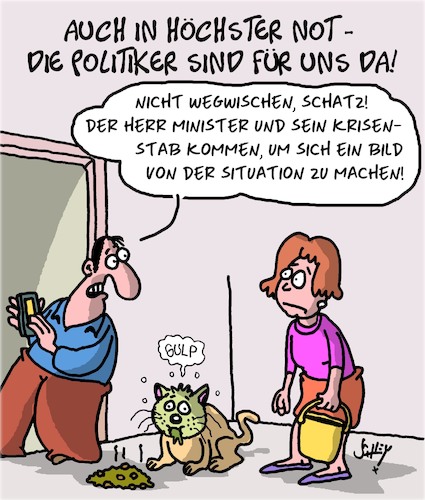 Cartoon: Unsere Politiker (medium) by Karsten Schley tagged notfälle,katastrophen,politiker,unterstützung,krisen,medien,wähler,gesellschaft,notfälle,katastrophen,politiker,unterstützung,krisen,medien,wähler,gesellschaft