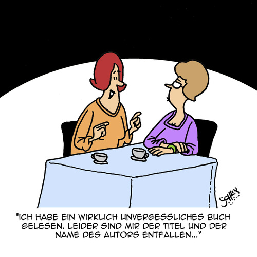 Cartoon: Unvergesslich! (medium) by Karsten Schley tagged bücher,literatur,kunst,autoren,vergesslichkeit,lesen,frauen,freizeit,beziehungen,freundschaft,bücher,literatur,kunst,autoren,vergesslichkeit,lesen,frauen,freizeit,beziehungen,freundschaft