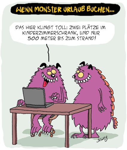 Cartoon: Urlaub!! (medium) by Karsten Schley tagged urlaub,reisen,tourismus,strand,übernachtung,monster,märchen,horror,gruselgeschichten,kinder,urlaub,reisen,tourismus,strand,übernachtung,monster,märchen,horror,gruselgeschichten,kinder