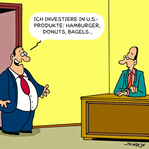 Cartoon: US-Produkte (medium) by Karsten Schley tagged wirtschaft,business,investitionen,übergewicht,ernährung,fettleibigkeit,gesundheit,geld,gesellschaft,wirtschaft,business,übergewicht,ernährung,fettleibigkeit,gesundheit,geld,gesellschaft