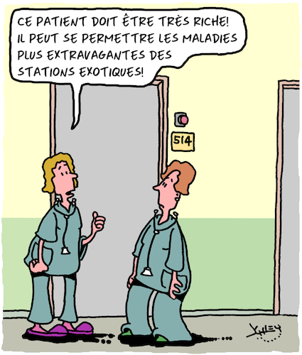 Cartoon: Vacances (medium) by Karsten Schley tagged maladies,vacances,cliniques,fortune,soignantes,sante,medical,voyages,maladies,vacances,cliniques,fortune,soignantes,sante,medical,voyages