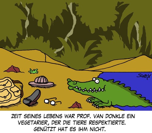 Cartoon: Vegetarier (medium) by Karsten Schley tagged natur,tiere,naturforschung,wissenschaft,naturwissenschaft,ernährung,forschung,forscher,naturforscher,natur,tiere,naturforschung,wissenschaft,naturwissenschaft,ernährung,forschung,forscher,naturforscher