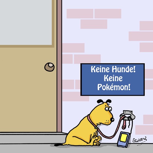 Cartoon: VERBOTEN!! (medium) by Karsten Schley tagged tiere,verbote,hunde,pokemon,mode,technik,internet,computer,kommunikation,gesellschaft,games,spiele,tiere,verbote,hunde,pokemon,mode,technik,internet,computer,kommunikation,gesellschaft,games,spiele