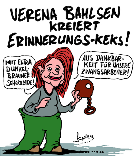 Cartoon: Verena Bahlsen kreiert Keks (medium) by Karsten Schley tagged bahlsen,zwangsarbeiter,krieg,nationalsozialismus,kriegsgewinnler,geschichte,kekse,unternehmen,deutschland,bahlsen,zwangsarbeiter,krieg,nationalsozialismus,kriegsgewinnler,geschichte,kekse,unternehmen,deutschland